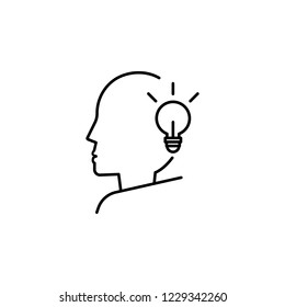 Idea, bulb, human silhouette  icon. Element of editorial design icon. Thin line icon for website design and development, app development. Premium icon