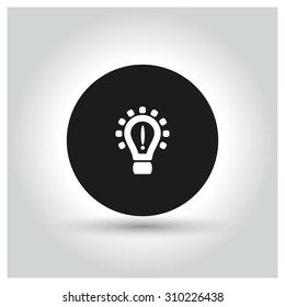Idea Bulb Icon. Black Circle Pictogram. vector illustration