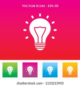 Idea Bulb Icon in Colored Square box. eps-10
