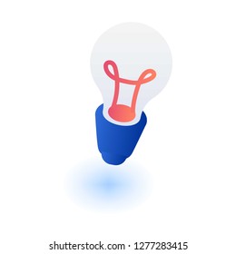 Idea bulb icon. Isometric of idea bulb vector icon for web design isolated on white background