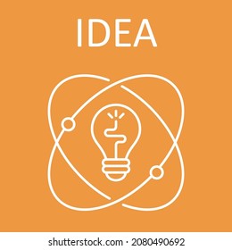 Idea bulb icon in modern style on orange background. Creative business concept creative. Vector logo illustration. Lightbulb electricity innovation technology. Editable stroke