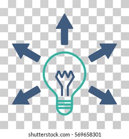 Idea Bulb icon. Vector illustration style is flat iconic bicolor symbol, cobalt and cyan colors, transparent background. Designed for web and software interfaces.