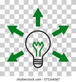 Idea Bulb icon. Vector illustration style is flat iconic bicolor symbol, green and gray colors, transparent background. Designed for web and software interfaces.