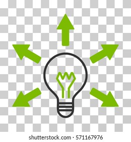 Idea Bulb icon. Vector illustration style is flat iconic bicolor symbol, eco green and gray colors, transparent background. Designed for web and software interfaces.