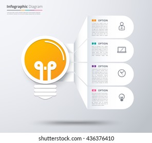 Idea bulb infographic diagram with 4 choice, Content idea concept diagram, Infographic template. vector stock.