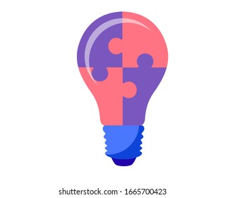idea bulb jigsaw puzzle vector illustration