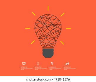 Idea bulb. Light bulb icon with concept of idea vector illustration isolated on white background.