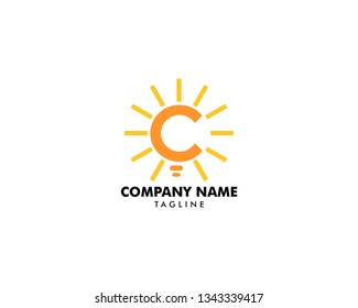 Idea bulb light letter C design logo