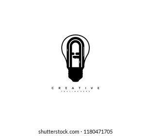 Idea bulb light letter A design logo