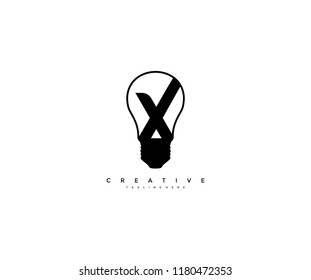 Idea bulb light letter X design logo