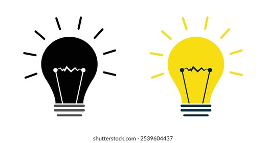 idea bulb lightning icon. idea concept. idea bulb white background. Electric light, lamp isolated, innovation, solution, creative thinking, electricity. Outline, flat and colored style. business icons