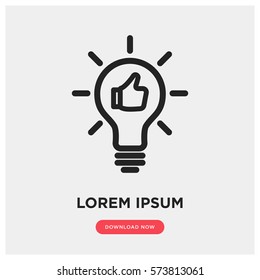 Idea bulb with like button vector icon