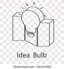 Idea bulb line icon concept on transparency background. Creative idea design use for your project. Line vector illustration for brochure, web page or mobile app.