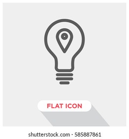 Idea bulb with location vector icon