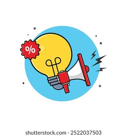 Idea Bulb with Megaphone Vector Illustration. Marketing Idea Concept Design
