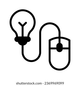 Bombilla de ideas con ratón que representa el icono de concepto del aprendizaje creativo, fácil de usar vector