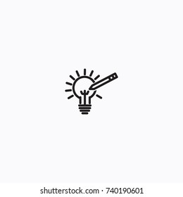 Idea bulb with pen vector icon