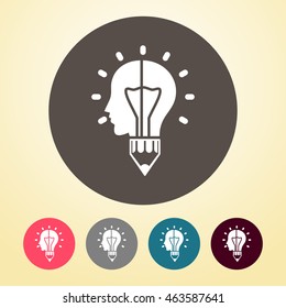 Idea bulb & Pencil Icon in round shape.