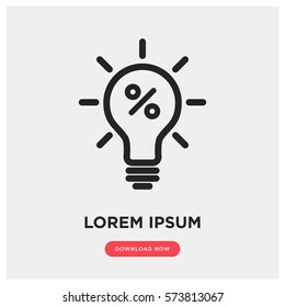 Idea bulb with percent sign vector icon