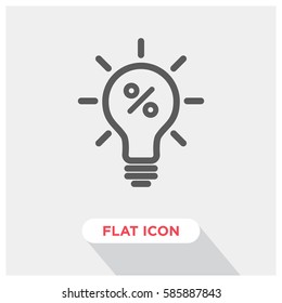Idea bulb with percent sign vector icon
