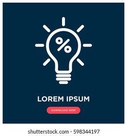 Idea bulb with percent sign vector icon