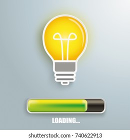 Idea bulb with progress bar and text loading. Eps 10 vector file.