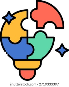 Icono del Vector del rompecabezas de la bombilla