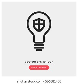 Idea bulb with shield vector icon
