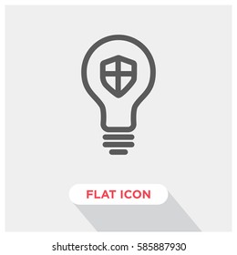 Idea bulb with shield vector icon