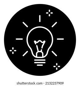 Idea Bulb Shining Flat Icon Isolated On White Background