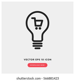 Idea bulb with shopping cart vector icon