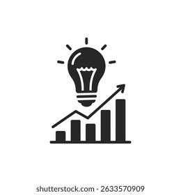 Idea Bulb Sprouting from Chart Representing Thought and Data Analysis