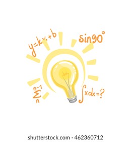 Idea Bulb Surrounded By Mathematical Formulas
