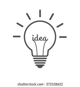 Idea bulb symbol with font black white