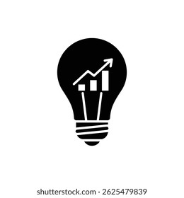 Idea Bulb com ícone de tendência representando tendências de inovação e crescimento de negócios