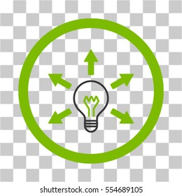 Idea Bulb vector icon. Illustration style is flat iconic bicolor eco green and gray symbol on a transparent background.