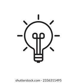 Idea bulb vector sign, logo illustration. Strokes version icon.