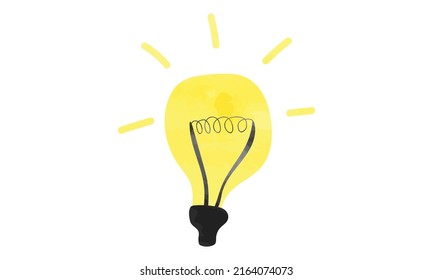 Idea bulb watercolor style vector illustration isolated on white background. Ideal bulb clipart. Light bulb shining creative idea. Retro cartoon light bulb