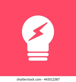 Idea Bulb white icon on magenta color background. Eps-10.