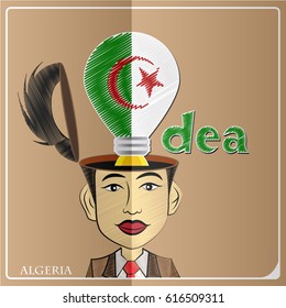 Idea bulb,made from the flag of Algeria in  human head ,vector illustration