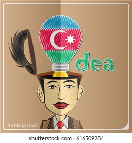 Idea bulb,made from the flag of Azerbaijan in  human head ,vector illustration