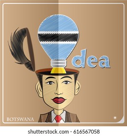 Idea bulb,made from the flag of Barbadian in  human head ,vector illustration