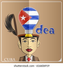 Idea bulb,made from the flag of Cuba in  human head ,vector illustration