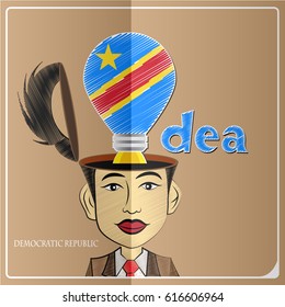 Idea bulb,made from the flag of Democratic Republic in  human head ,vector illustration