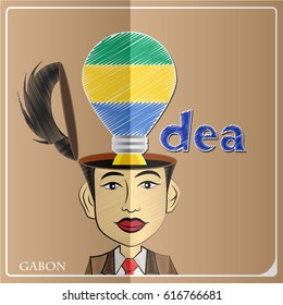 Idea bulb,made from the flag of Gabon in  human head ,vector illustration