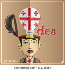 Idea bulb,made from the flag of Georgia in  human head ,vector illustration