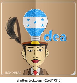 Idea bulb,made from the flag of Honduras in  human head ,vector illustration
