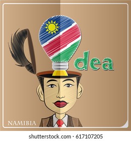 Idea bulb,made from the flag of Namibia in  human head ,vector illustration