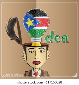 Idea bulb,made from the flag of South Sudan in  human head ,vector illustration
