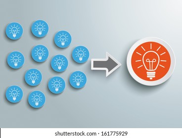 Idea bulbs blue orange on the grey background. Eps 10 vector file.